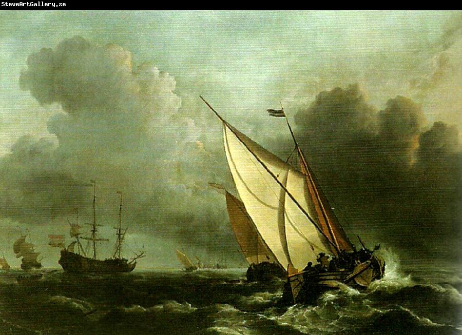 willem van de velde  the younger a rising gale